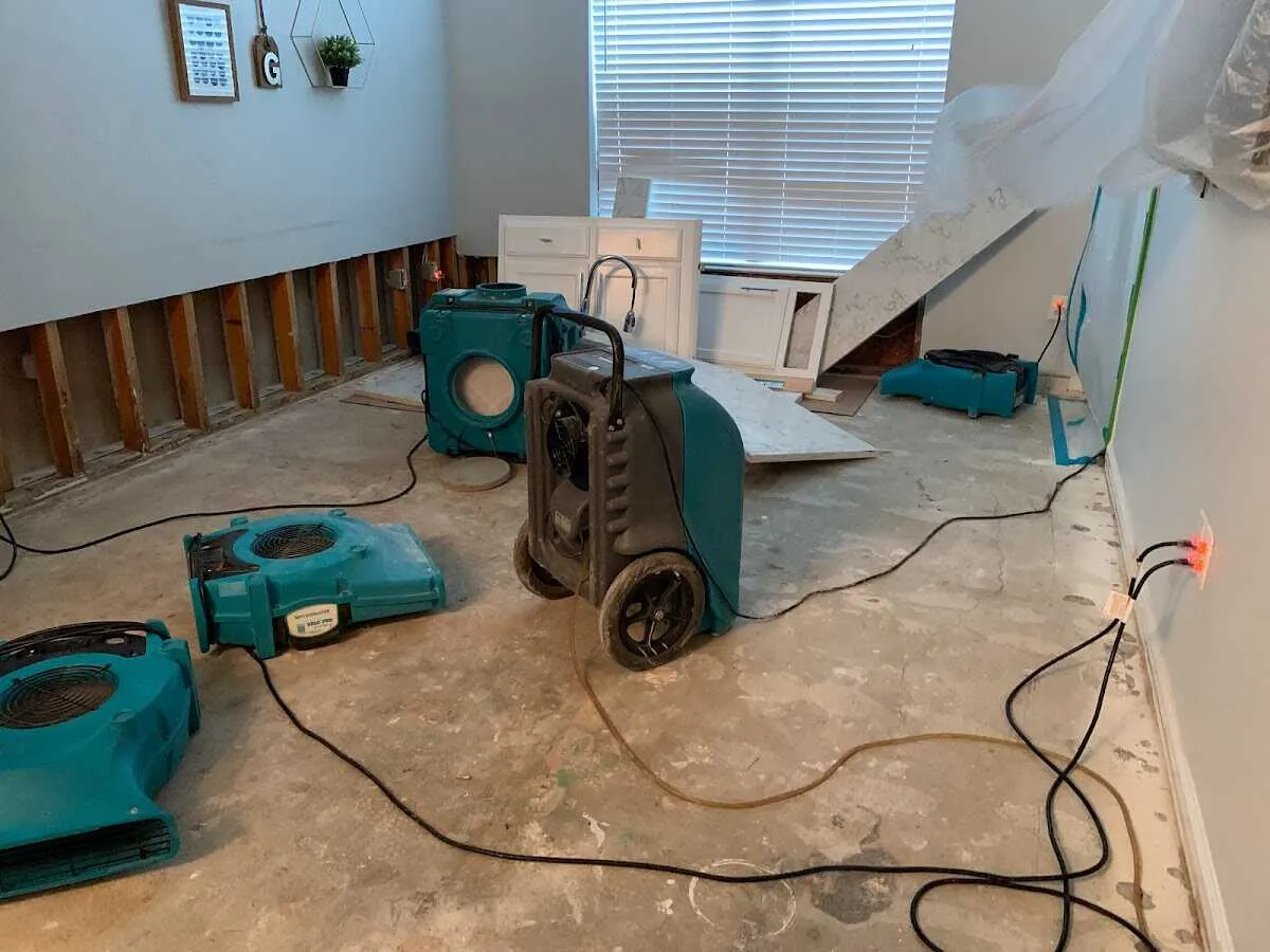 Dehumidifier in flood-cut room for Water Damage Restoration in Essex